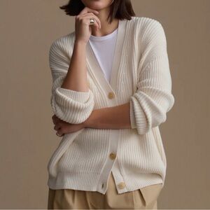 Jenni Kayne Cocoon Cardigan Cotton 3x Ivory Cream Quiet Luxury Knit